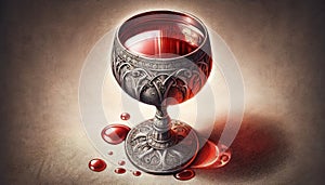 Goblet of Red Wine with Ornate Design