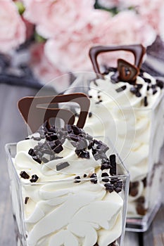 Goblet of vanilla ice cream with chocolate sprinkles