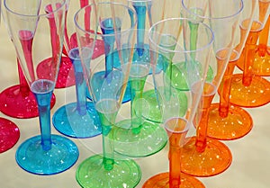 goblets for drinking champagne with many colors