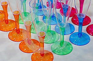 goblets for drinking champagne with many colors