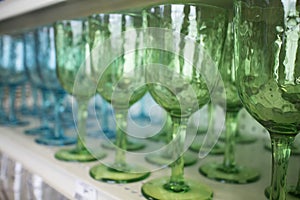 Goblets on shelf