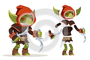 Goblin assassin outlaw thief burglar evil minion dungeon monster fantasy medieval action RPG game character layered