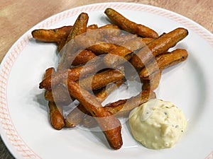 Gobo no karaage or fried burdock root - a Japanese food.