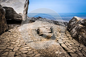 Gobustan national park ancient rocks