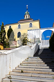 Gocar staircase in functionalist style from 1909, town Hradec Kralove, Czech republic