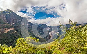 Gocta waterfall on a sunny day photo