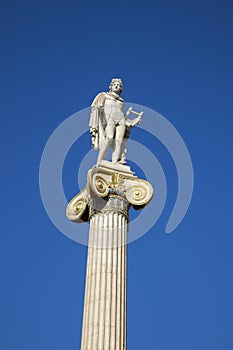 The statue of God Apollo from modern academy of Athens Greece photo