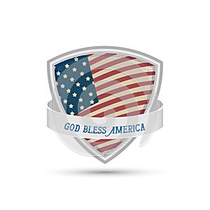 God bless america American flag shield icon