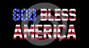 God bless America lettering with american flag. Vector illustration