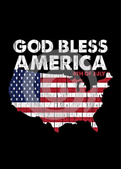 God bless america map distressed pride 4th july independence poster colorful