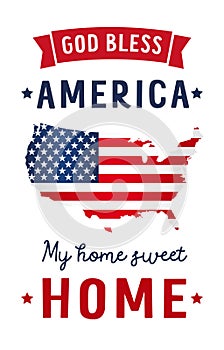 God Bless America and My Home Sweet Home with USA map