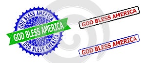 GOD BLESS AMERICA Rosette and Rectangle Bicolor Stamps with Rubber Surfaces