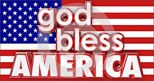 God Bless America United States USA Flag 3d Words