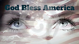 God Bless America Veterans Day with American flag and female face