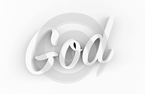 God - 3D white text on white background