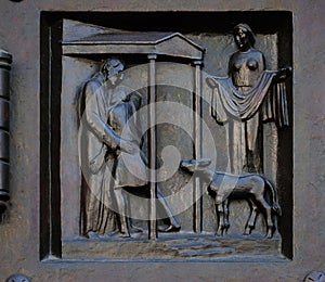 God the Father - The Parable of the Prodigal Son, relief on the door of the Grossmunster church in Zurich