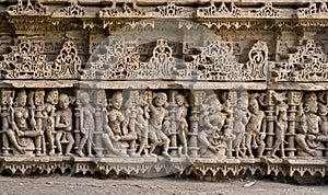 God and Goddesses stone carving ; underground structure ; step well Rani Ki Vav constructed by Queen Udayamati