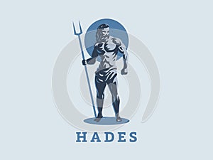 God Hades or Pluto. Vector emblem.