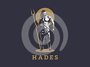 God Hades or Pluto. Vector emblem.