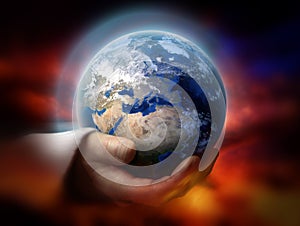 God holding the earth conceptual theme