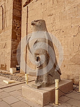 The God Horus Statue outside the temple of Edfu Idfu in upper Egypt