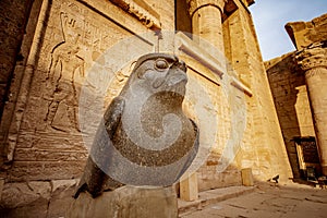 God Horus at the temple of Edfu in Egypt