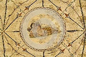 God Hypnos on Mosaic in roman villa, from II Century B.C.