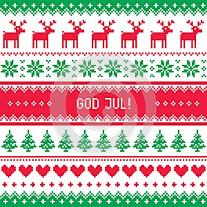 God Jul pattern - Merry Christmas in Swedish, Danish or Norwegian