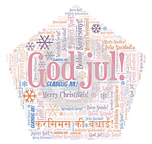 God jul word cloud - Merry Christmas on Norwegian language and other different languages