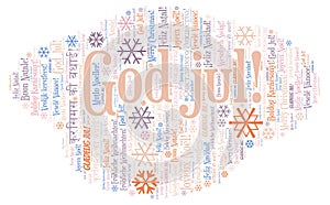 God jul word cloud - Merry Christmas on Norwegian language and other different languages