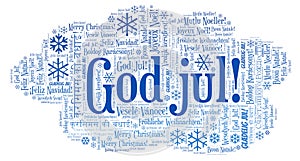 God jul word cloud - Merry Christmas on Norwegian language and other different languages