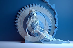 God Krishna sculpture. Blue colored. generative AI