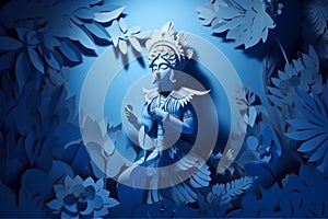 God Krishna sculpture. paper ar illustration style. Generative AI