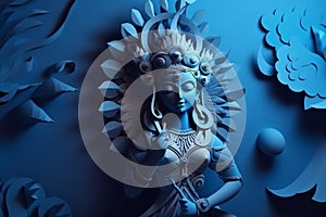 God Krishna sculpture. paper ar illustration style. Generative AI