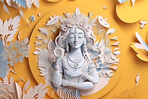 God Krishna sculpture. paper ar illustration style. Generative AI