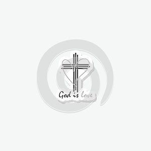 God is love icon sticker isolated on gray background