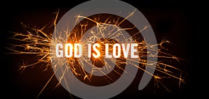 God Is Love title on dark background.