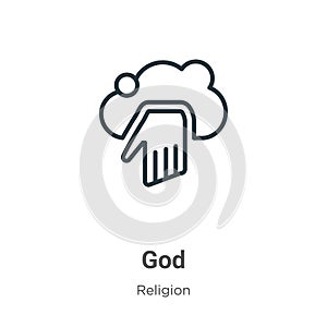 God outline vector icon. Thin line black god icon, flat vector simple element illustration from editable religion concept isolated