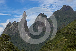 God`s finger landscape, Rio de Janeiro state mountains. Located near the town of Teresopolis, Brazil, South America. photo