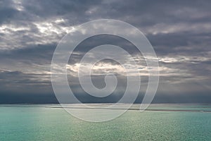 God`s rays over the Dead Sea in southern Israel.