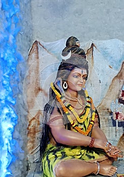God Shiva during Navratri festival, Shiv Mandir, Durg, Chhattisgarh.