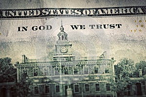 In God We Trust motto on One Hundred Dollars bill photo