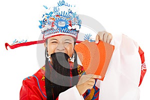 God of wealth holding Red Envelope