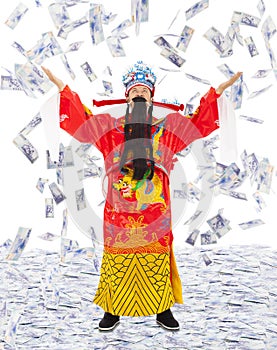 God of wealth share riches and prosperity with money rain