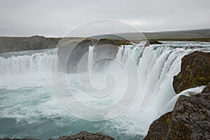 The Godafoss Icelandic: waterfall of the gods is a famous waterfall in Iceland. The breathtaking landscape of Godafoss waterfall
