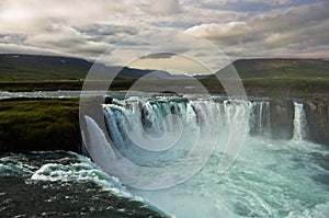 Godafoss waterfall or waterfall of the gods, north Iceland