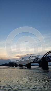 Godavari Bridge ,  River , Bridge , sunset , Rajahmundry
