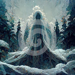 Goddess Beira Queen of Winter Snow Forest Weather Divine Hag Generative AI