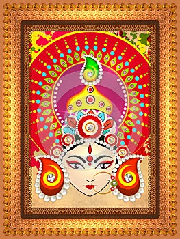 Goddess Durga in frame for Happy Dussehra.