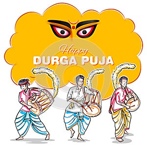 Goddess Durga in Happy Durga Puja Subh Navratri Indian religious header banner background